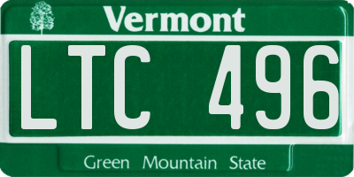 VT license plate LTC496