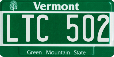 VT license plate LTC502