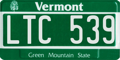 VT license plate LTC539