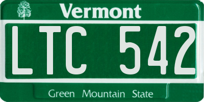 VT license plate LTC542