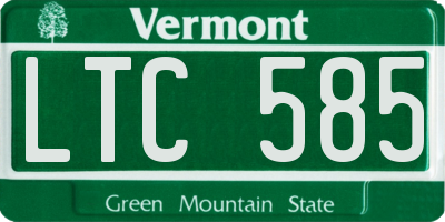 VT license plate LTC585