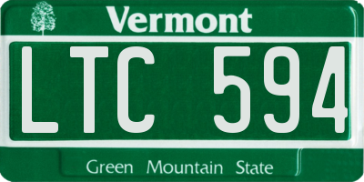 VT license plate LTC594