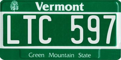 VT license plate LTC597