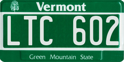 VT license plate LTC602