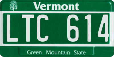 VT license plate LTC614