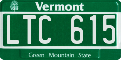 VT license plate LTC615