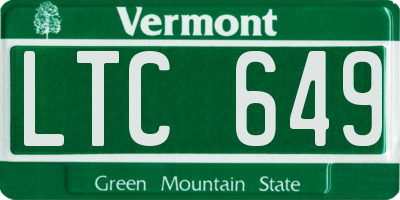 VT license plate LTC649