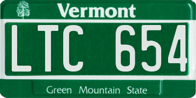 VT license plate LTC654