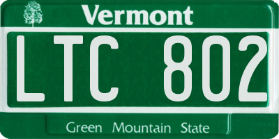VT license plate LTC802