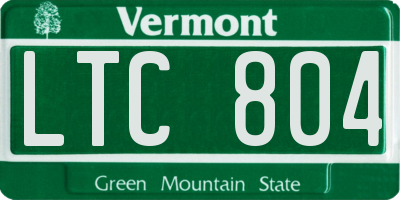 VT license plate LTC804