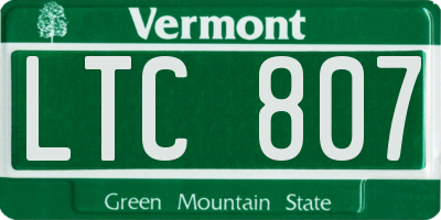 VT license plate LTC807