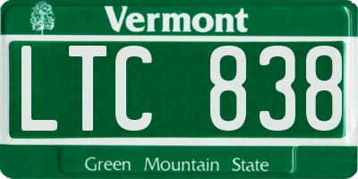 VT license plate LTC838