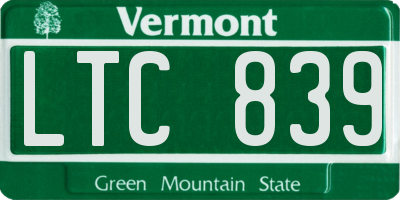 VT license plate LTC839