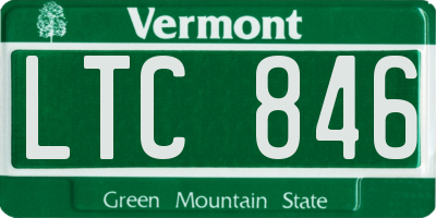 VT license plate LTC846