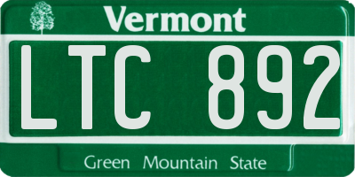 VT license plate LTC892