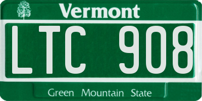 VT license plate LTC908