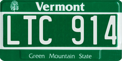 VT license plate LTC914