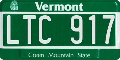 VT license plate LTC917