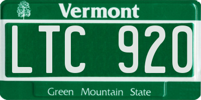 VT license plate LTC920