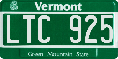 VT license plate LTC925