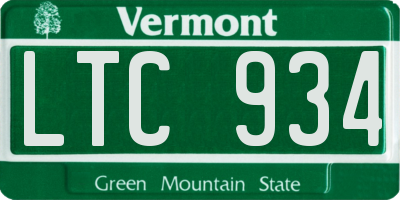 VT license plate LTC934