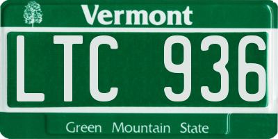 VT license plate LTC936
