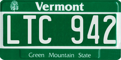 VT license plate LTC942