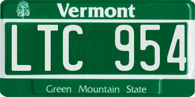 VT license plate LTC954