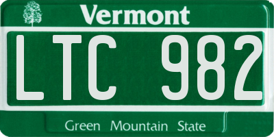 VT license plate LTC982