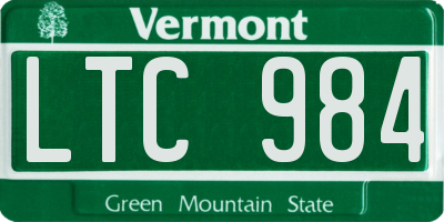 VT license plate LTC984