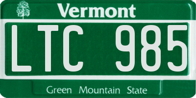 VT license plate LTC985