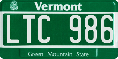 VT license plate LTC986