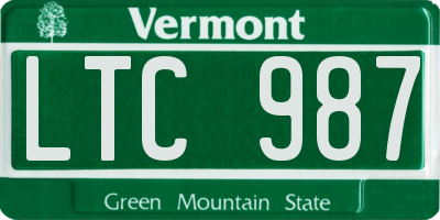 VT license plate LTC987