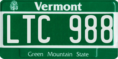 VT license plate LTC988