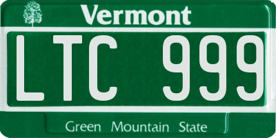 VT license plate LTC999