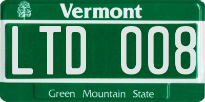 VT license plate LTD008