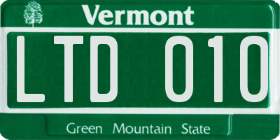 VT license plate LTD010