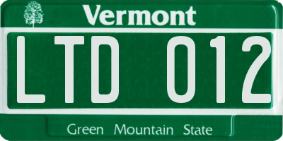 VT license plate LTD012