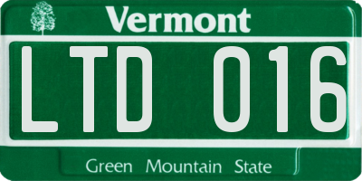 VT license plate LTD016