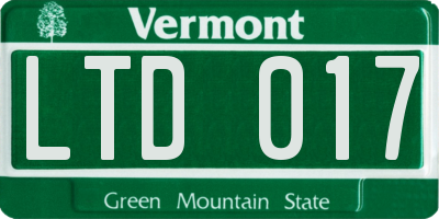 VT license plate LTD017
