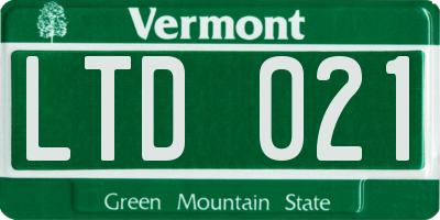 VT license plate LTD021