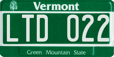 VT license plate LTD022