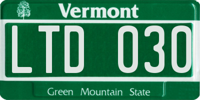 VT license plate LTD030