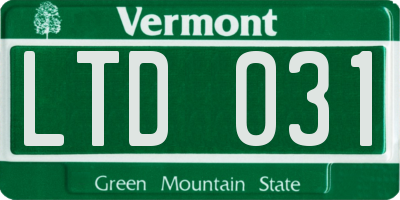 VT license plate LTD031