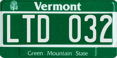 VT license plate LTD032