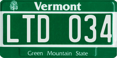 VT license plate LTD034