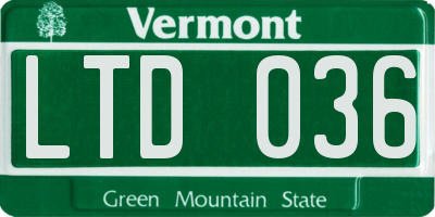 VT license plate LTD036