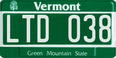 VT license plate LTD038