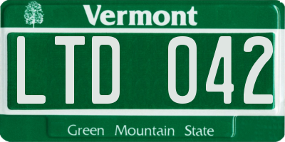 VT license plate LTD042