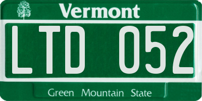 VT license plate LTD052